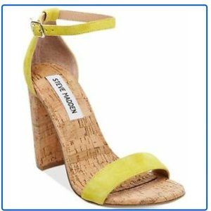 Steve Madden Womens Carson C Suede Cork Dress Sandals, yellow suede, Size 8.5